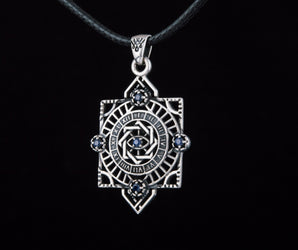 Geometry Style Pendant with Gems Sterling Silver Unique Jewelry