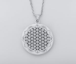 Geometrical Flower Pendant, 925 silver