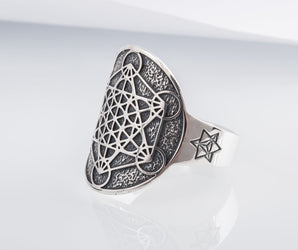 Metatron Cube Symbol Sterling Silver Unique Ring