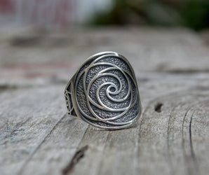 Unique Ring with Geometry Symbol Sterling Silver Jewelry
