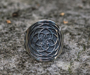 Ring with Ornament Sterling Silver Unique Handcrafted Jewelry