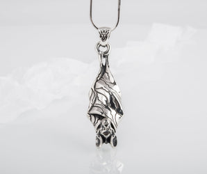 Bat Pendant Sterling Silver Halloween Jewelry