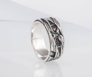 Mummy Ring with Red Cubic Zirconia Sterling Silver Jewelry