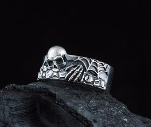 925 Silver Spooky Skeleton Ring for Haloween, unique handmade jewelry