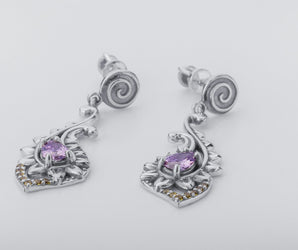 Paisley Earrings with Gems, 925 Silver