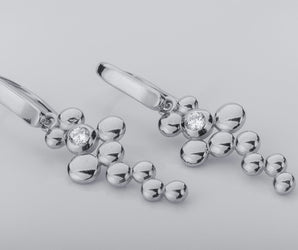 Oxygen O2 Bublles Earrings, Rhodium Plated 925 Silver