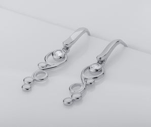 O2 Bubbles Spiral Earrings with Gems, Rhodium Plated 925 Silver