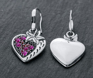 Strawberry Earrings with Gems, 925 Silver
