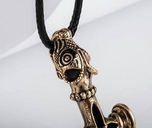 Thor's Hammer Pendant Bronze Mjolnir aka Olaf Cross or Wolf Cross