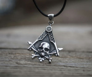 Masonic Symbol with Skull Sterling Silver Handmade Jewelry