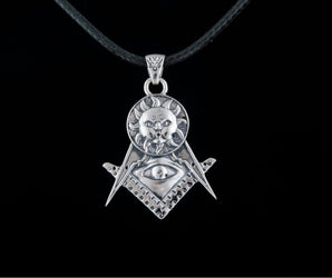 Masonic Symbol Pendant with Sun Sterling Silver Handmade Jewelry