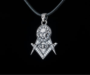 Masonic Symbol Pendant with Sun Sterling Silver Handmade Jewelry