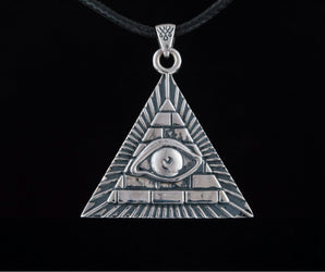 Masonic Symbol with Pyramid Sterling Silver Pendant