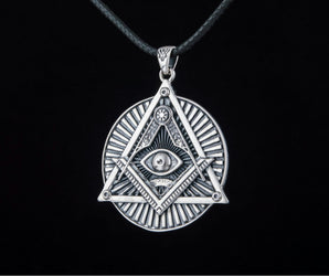 Handmade Pendant with Masonic Symbol Sterling Silver Jewelry