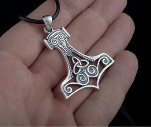 Thor's Hammer Pendant Sterling Silver Mjolnir With Ornament