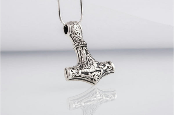 Ciondolo Martello Di Thor Mjolnir In Argento 925 Con Catena – Gioiello Vichingo Vegvisir Per Uomo E Donna - 3