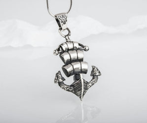 Anchor Symbol with Drakkar Style Pendant Sterling Silver Handmade Jewelry