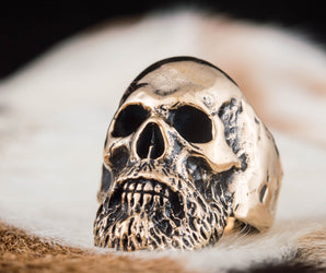 Bearded Skull Bronze Unique Ring Biker Jewelry