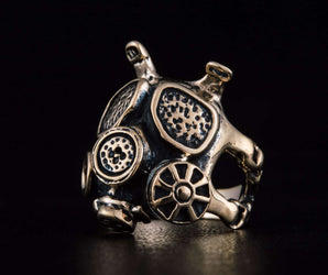 Gas Mask Ring Handmade Bronze Unique Jewelry