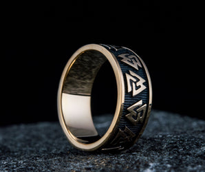Valknut Symbol Ring Bronze Viking Jewelry