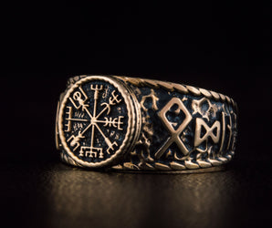 Vegvisir Symbol Hail Odin Runes Broneze Norse Jewelry