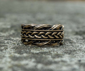 Unique Ring with Viking Ornament Scandinavian Bronze Jewelry