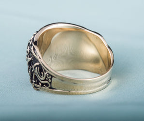 Valknut Ring with Mammen Ornament Bronze Viking Jewelry