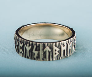 Elder Futhark Runes Ring Bronze Viking Jewelry