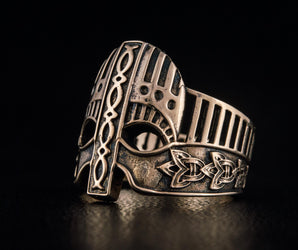 Viking Helmet with Norse Ornament Bronze Unique Ring