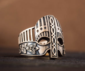 Viking Helmet with Norse Ornament Bronze Unique Ring