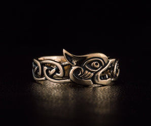 Fenrir Ring with Viking Ornament Bronze Norse Jewelry