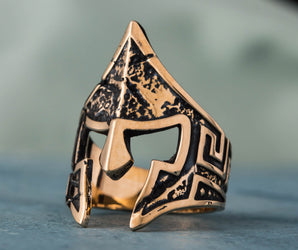 Spartan Helmet Ring Bronze Unique Handmade Jewelry