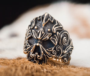 Unique Skull Ring Bronze Handmade Jewelry
