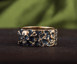 Ring with Jolly Roger Symbol Bronze Unique Jewelry