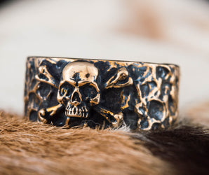 Ring with Jolly Roger Symbol Bronze Unique Jewelry