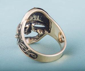 Viking Helmet Ring Bronze Unique Handmade Jewelry