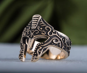 Spartan Helmet Ring Bronze Handcrafted Jewelry