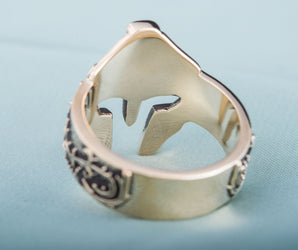Spartan Helmet Ring Bronze Handcrafted Jewelry