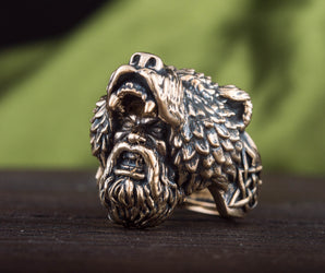 Berserker Ring with Bear Bronze Handcrafted Jewelry