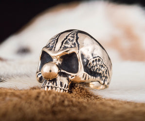 Clown Skull Ring Bronze Unique Handmade Jewelry