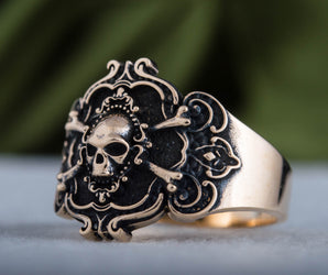 Jolly Roger Ring Bronze Unique Handmade Jewelry