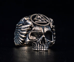 Odin Ring with Valknut Symbol Ring Bronze Unique Handmade Jewelry