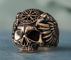 Odin Ring with Vegvisir Symbol Ring Bronze Unique Handmade Jewelry