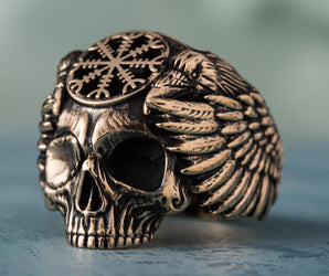 Odin Ring with Helm of Awe Symbol Ring Bronze Unique Handmade Jewelry