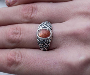 Fashion with Sunstone Ring Sterling Silver Unique Handmade Jewelry