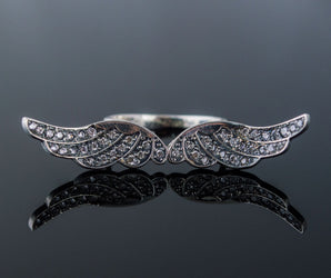 Bird Wings Ring with Gems Sterling Silver Ring Jewelry