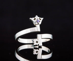 Ring with Key and Cubic Zirconia Sterling Silver Jewelry
