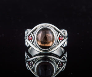 Ring with Smoky quartz Sterling silver fashion Jewelry