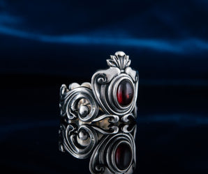 Ring with Garnet Sterling Silver Handmade Fashion Jewelry