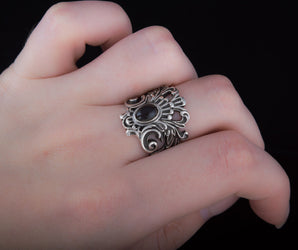 Handmade Ring with Garnet Sterling Silver Fashion Jewelry